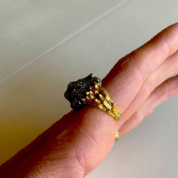 Distinctive Design Pink Sapphire silver diamond Feline Head Ring - Picture 5 of 6